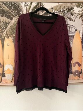 Lane Bryant Plum Polka-Dot V-Neck Layered Sweater